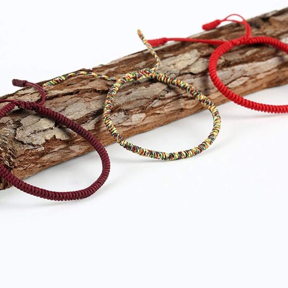 Men Women Chinese Lucky Red String Bracelet Tibetan Buddhist Prayer Handmade Yog - Picture 6 of 8